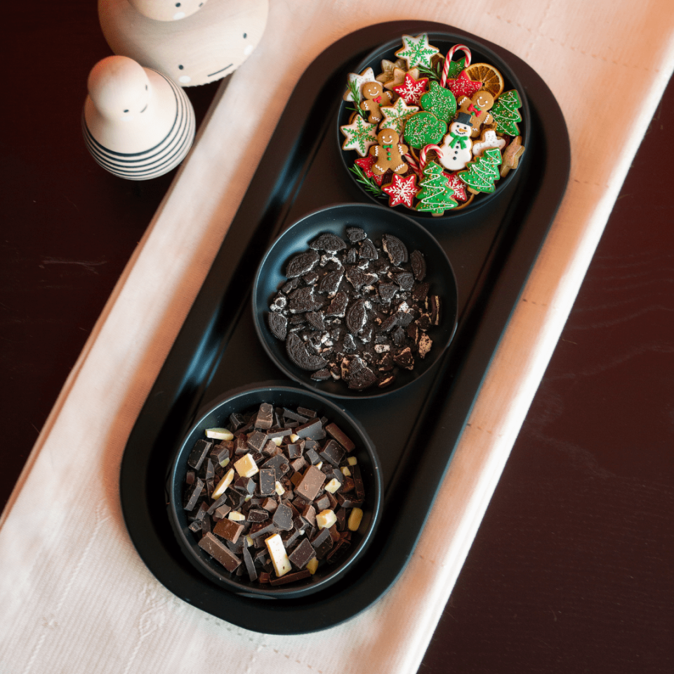 Sarkap Home 3'lü Çerezlik ve Sunumluk Tepsi Seti Gold-Siyah