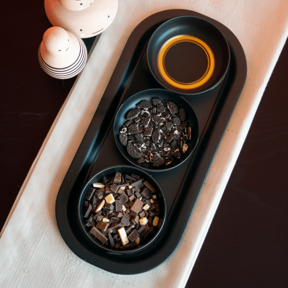 Sarkap Home 3'lü Çerezlik ve Sunumluk Tepsi Seti Gold-Siyah