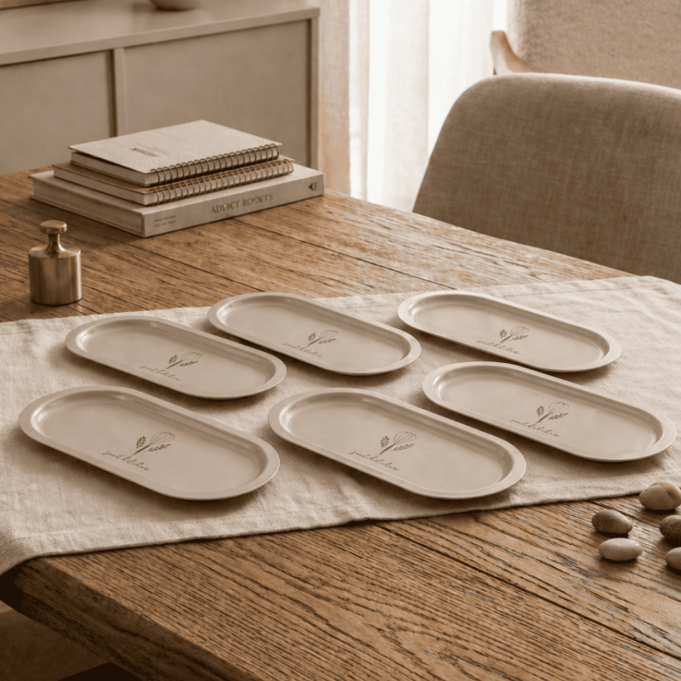 Sarkap Home 16x35 cm 6'lı Oval Sunumluk Metal Servis Tepsisi Soul Kitchen