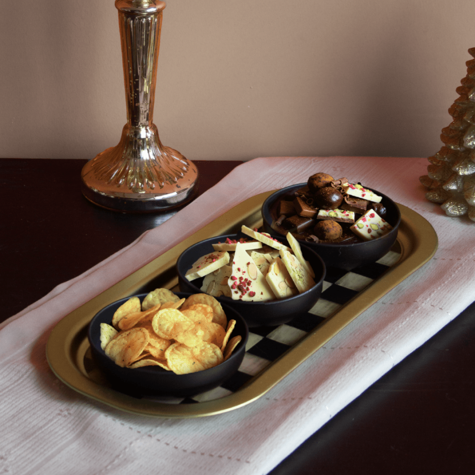 Sarkap Home 3'lü Çerezlik ve Sunumluk Tepsi Seti Dama