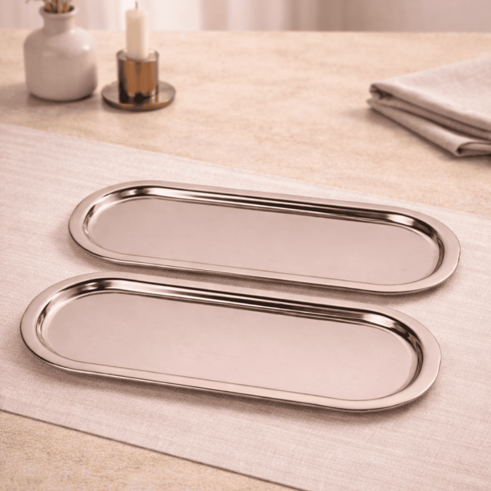 Sarkap Home 2'li Oval Sunumluk Tepsi AçıkBronz