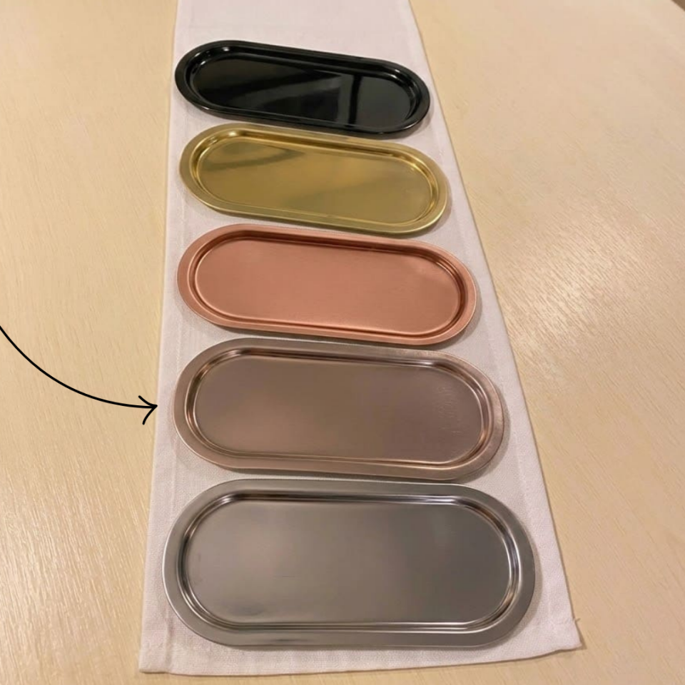 Sarkap Home 35x16 cm 2'li Oval Sunumluk Tepsi AçıkBronz