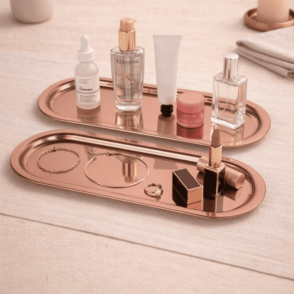 Sarkap Home 35x16 cm 2'li Oval Sunumluk Tepsi BRONZ