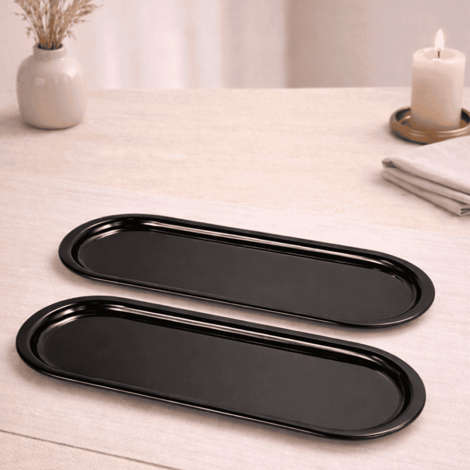 Sarkap Home 2'li Oval Sunumluk Tepsi ParlakSiyah