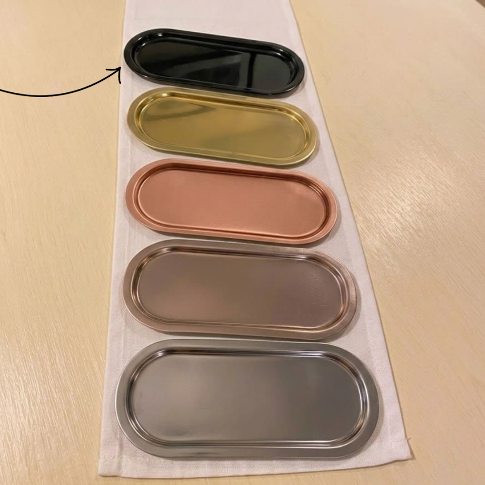 Sarkap Home 35x16 cm 2'li Oval Sunumluk Tepsi ParlakSiyah