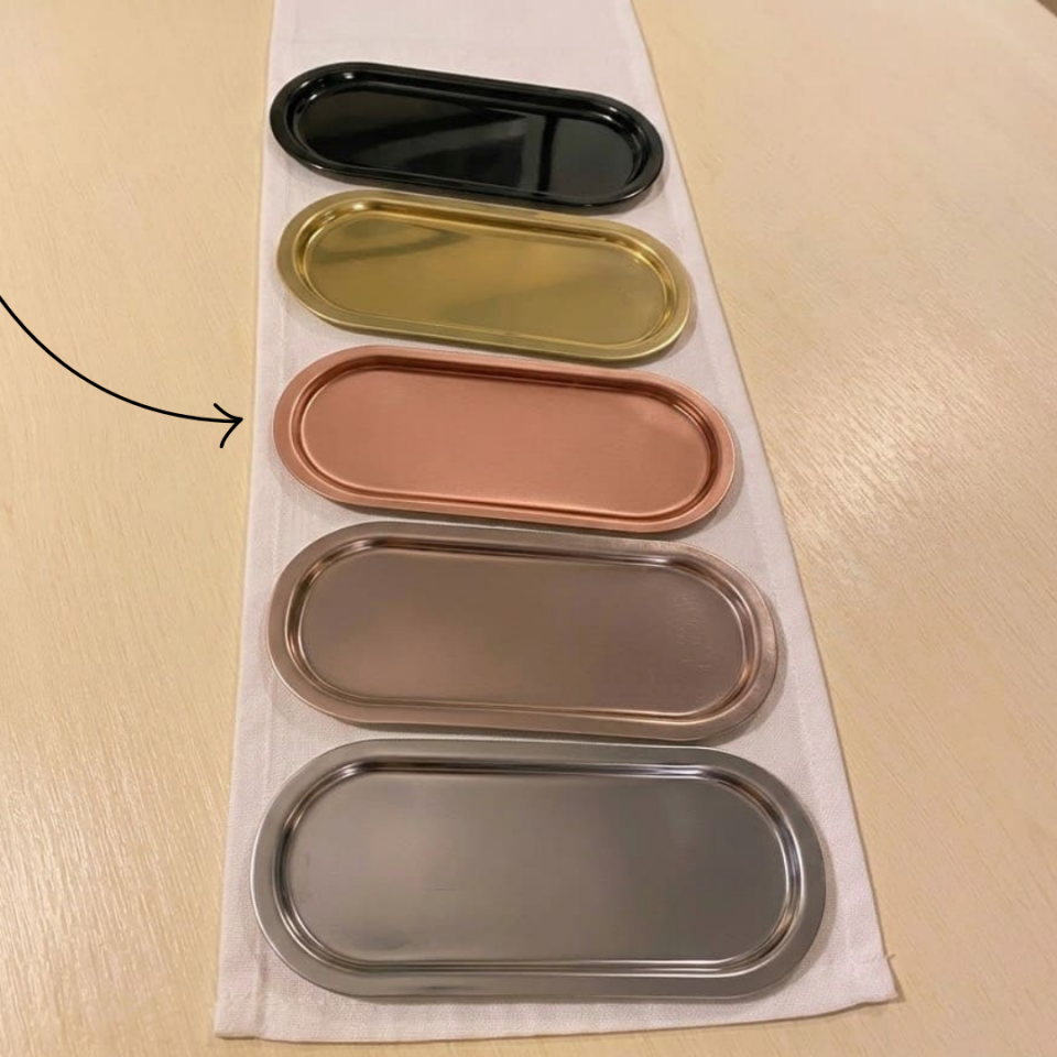 Sarkap Home 16x35 cm 6'lı Oval Sunumluk Metal Servis Tepsisi BRONZ