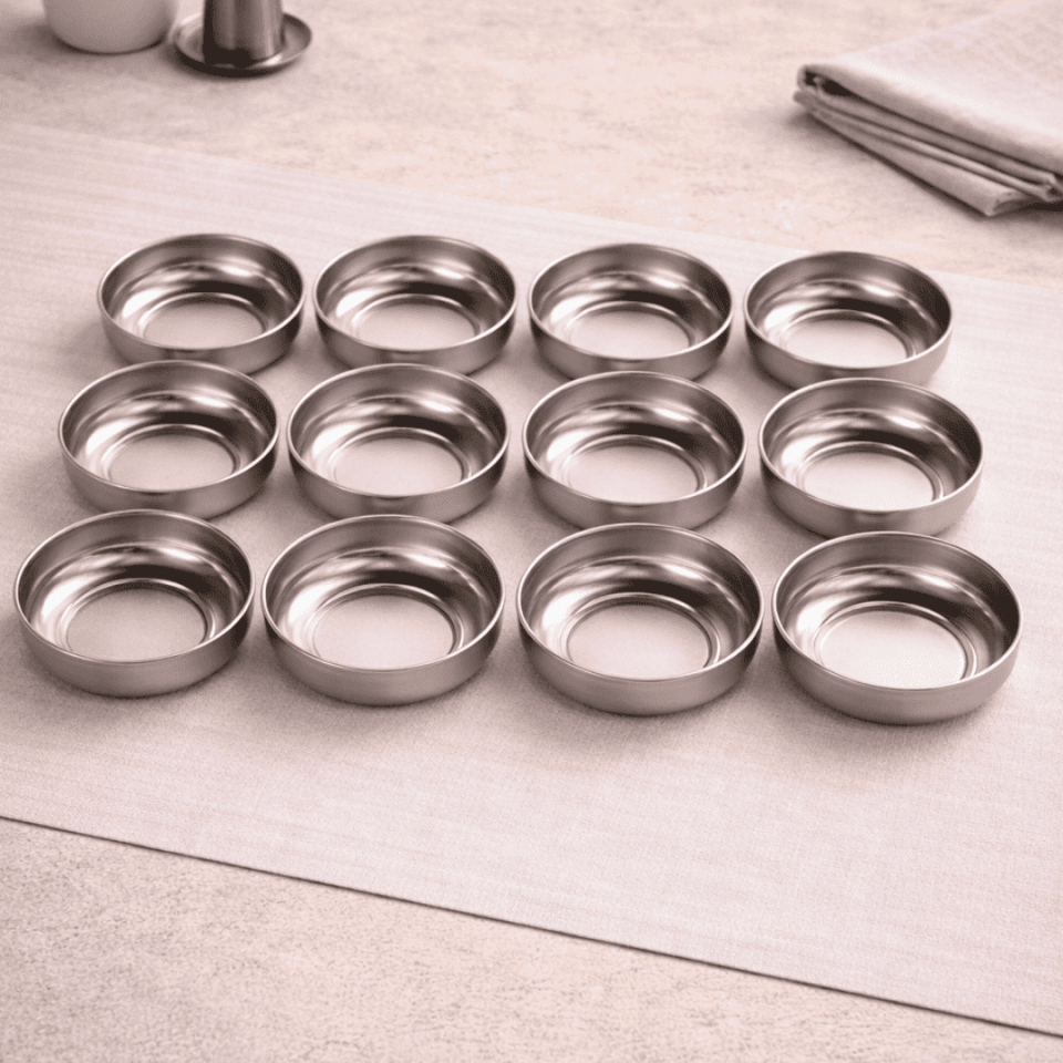 Sarkap Home 10 cm Çap, 3.2 cm Yükseklik 12'li Dondurmalık ve Çerezlik Seti SILVER