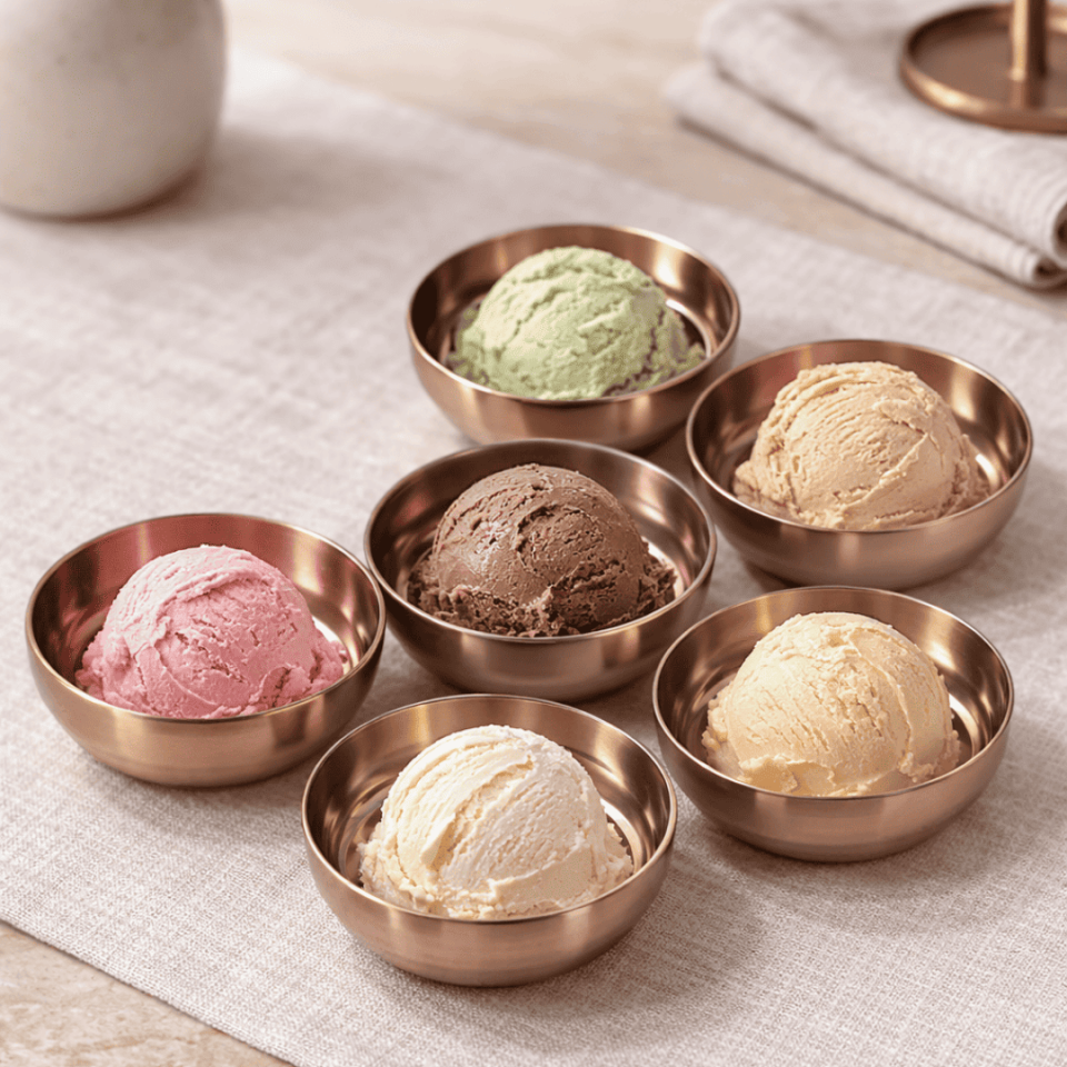Sarkap Home 6'lı Dondurmalık ve Çerezlik Seti 10 cm Çap, 3.2 cm Yükseklik AçıkBronz