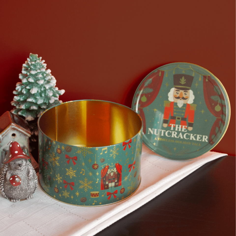 Sarkap Home Yuvarlak Dekoratif Metal Saklama Kutusu NutcrackerYeşil