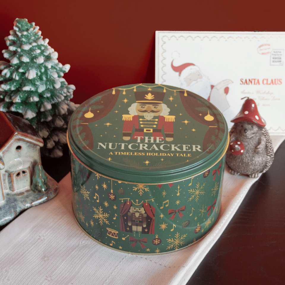 Sarkap Home Yuvarlak Dekoratif Metal Saklama Kutusu NutcrackerYeşil