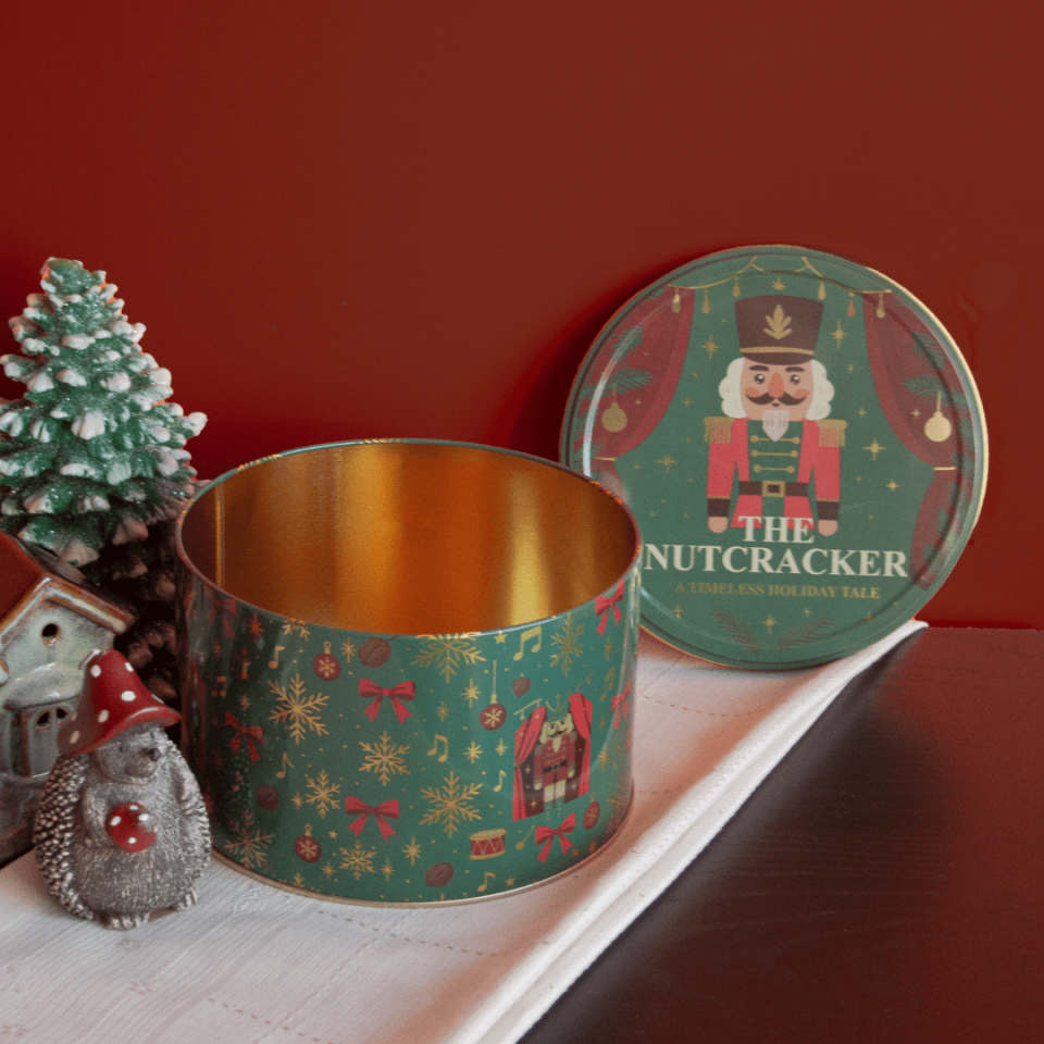 Sarkap Home Yuvarlak Dekoratif Metal Saklama Kutusu NutcrackerYeşil