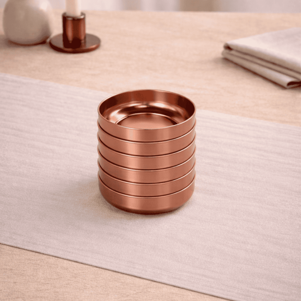 Sarkap Home 6'lı Dondurmalık ve Çerezlik Seti 10 cm Çap, 3.2 cm Yükseklik BRONZ