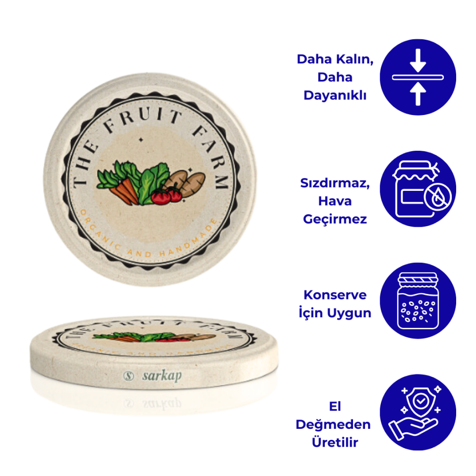 Hijyenik Paketli 10 adet Kavanoz Kapağı – Fruit Farm – 82 mm