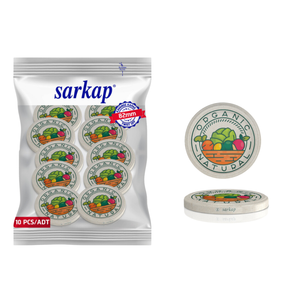 Hijyenik Paketli 10 adet Kavanoz Kapağı – Natural – 82 mm