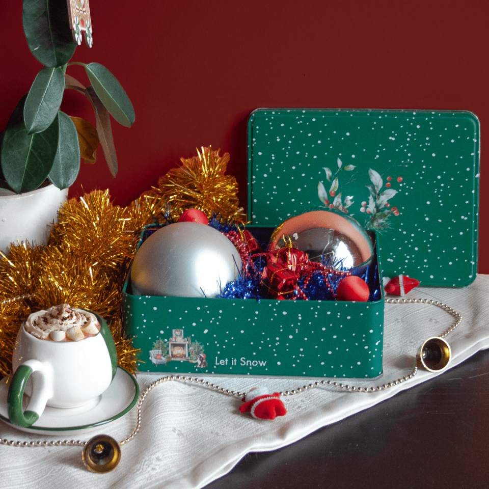 Sarkap Home Kış Serisi Dekoratif Metal Saklama Kutusu KarModel