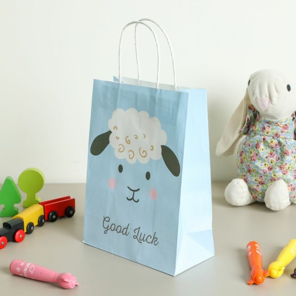 Sarkap Home 3'lü 19x26 Desenli Kraft Kağıdı Poşet Çanta Mavi