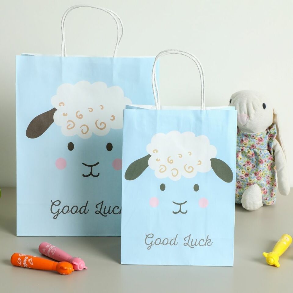 Sarkap Home 3'lü 19x26 Desenli Kraft Kağıdı Poşet Çanta Mavi