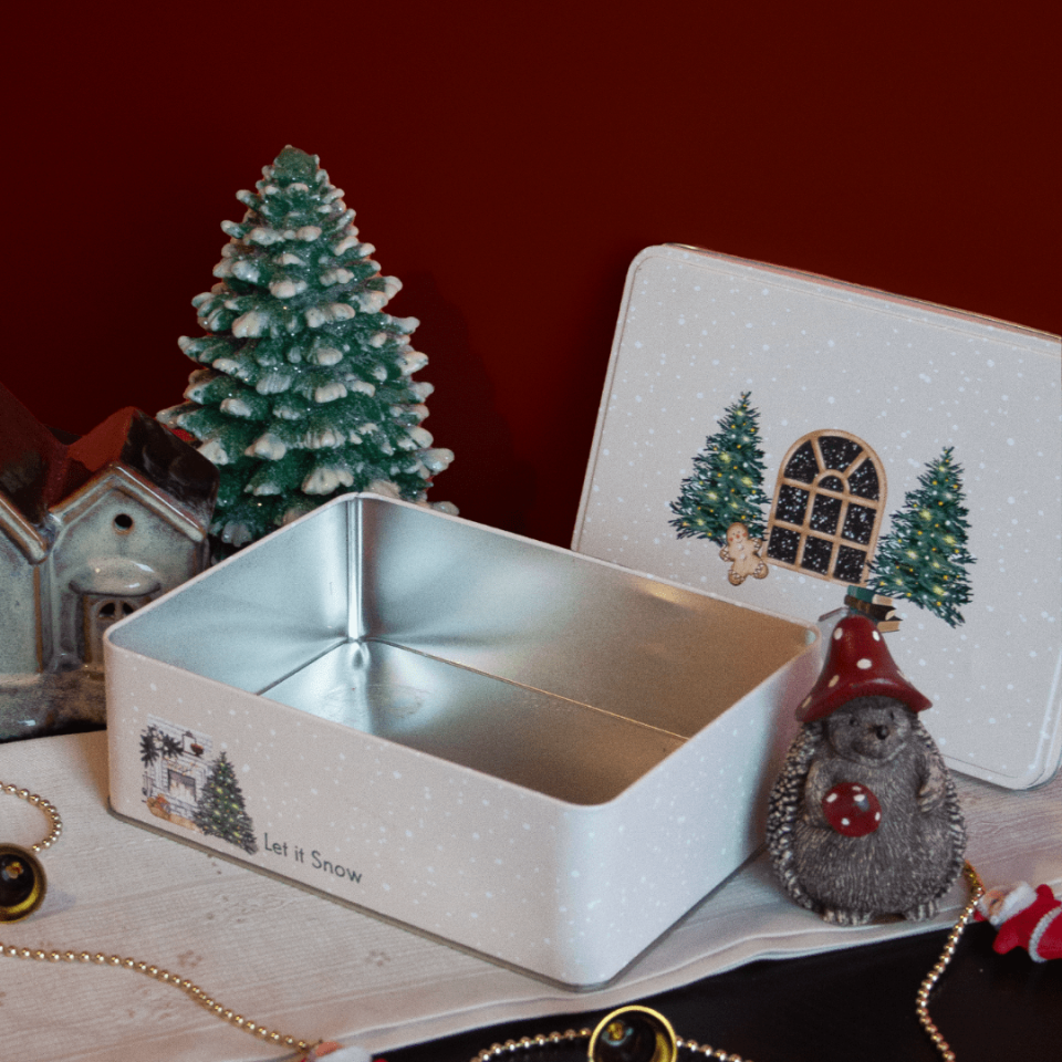 Sarkap Home Kış Serisi Dekoratif Metal Saklama Kutusu AğaçModel