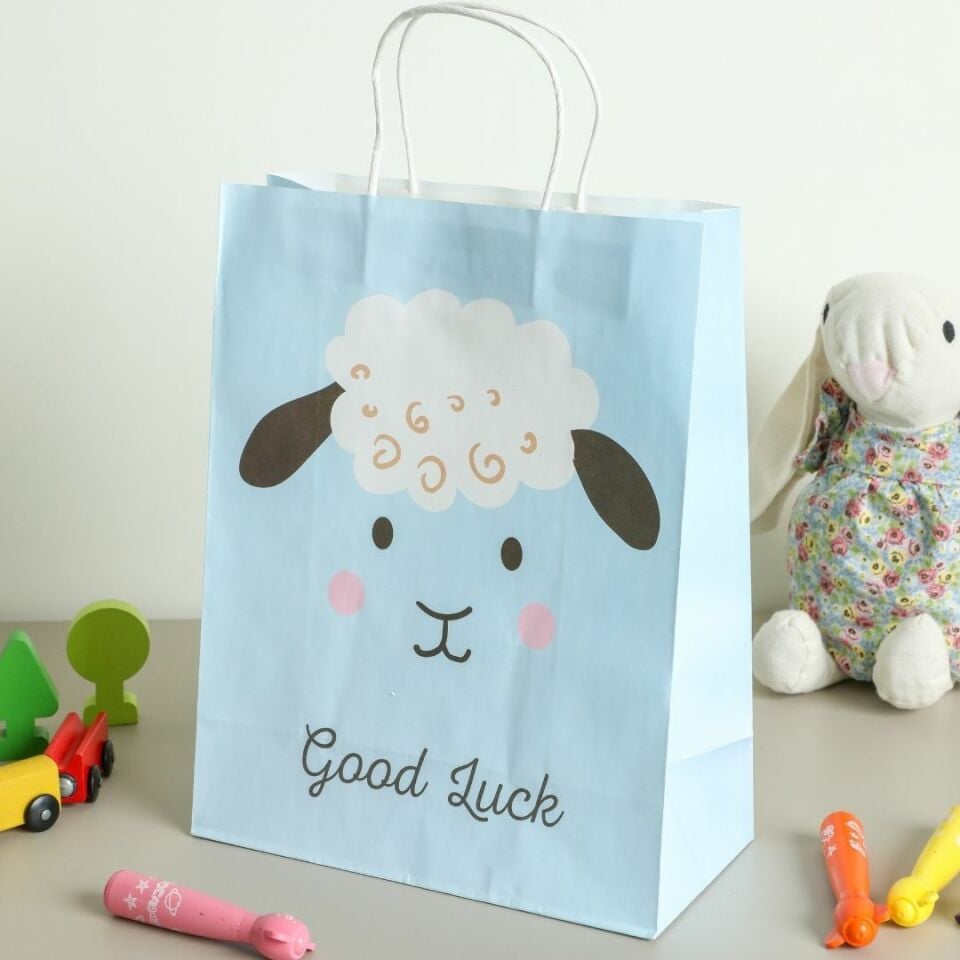 Sarkap Home 3'lü 26x33 Desenli Kraft Kağıt Poşet Çanta Mavi