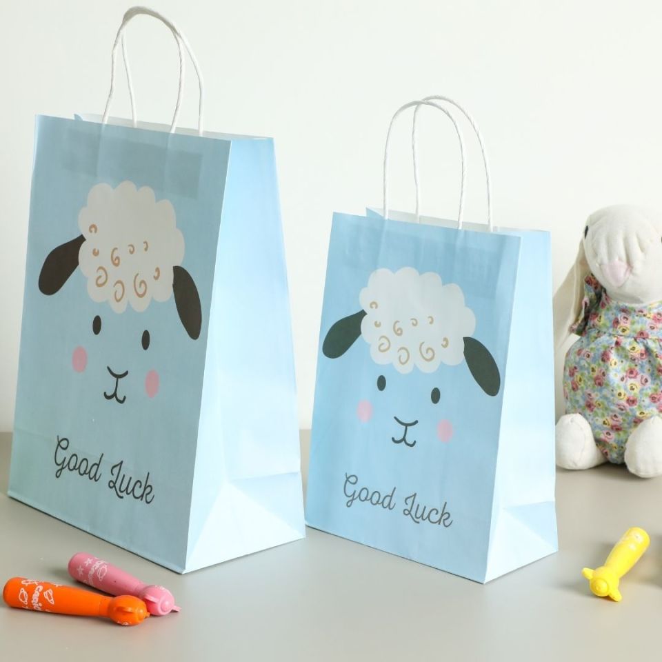 Sarkap Home 3'lü 26x33 Desenli Kraft Kağıt Poşet Çanta Mavi