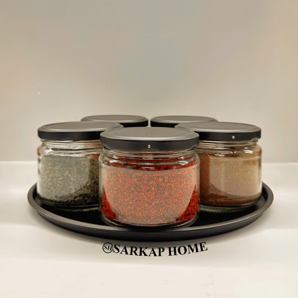 Sarkap Home 5'li 300 cc Kavanoz ve Tepsi Seti - Mat Siyah