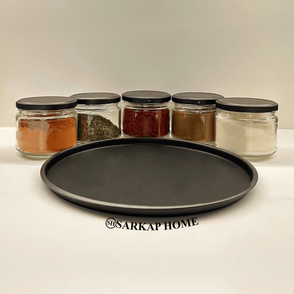 Sarkap Home 5'li 300 cc Kavanoz ve Tepsi Seti - Mat Siyah