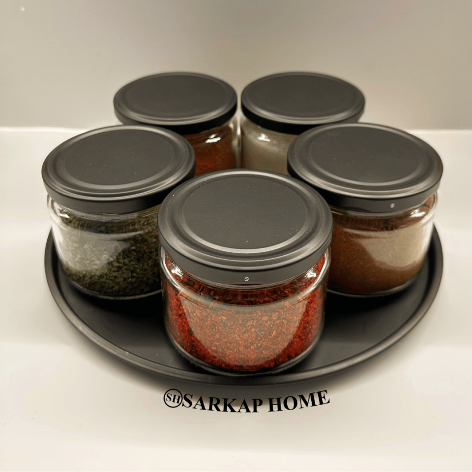 Sarkap Home 5'li 300 cc Kavanoz ve Tepsi Seti - Mat Siyah