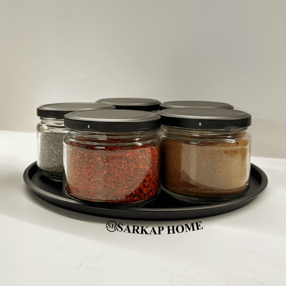 Sarkap Home 5'li 300 cc Kavanoz ve Tepsi Seti - Mat Siyah