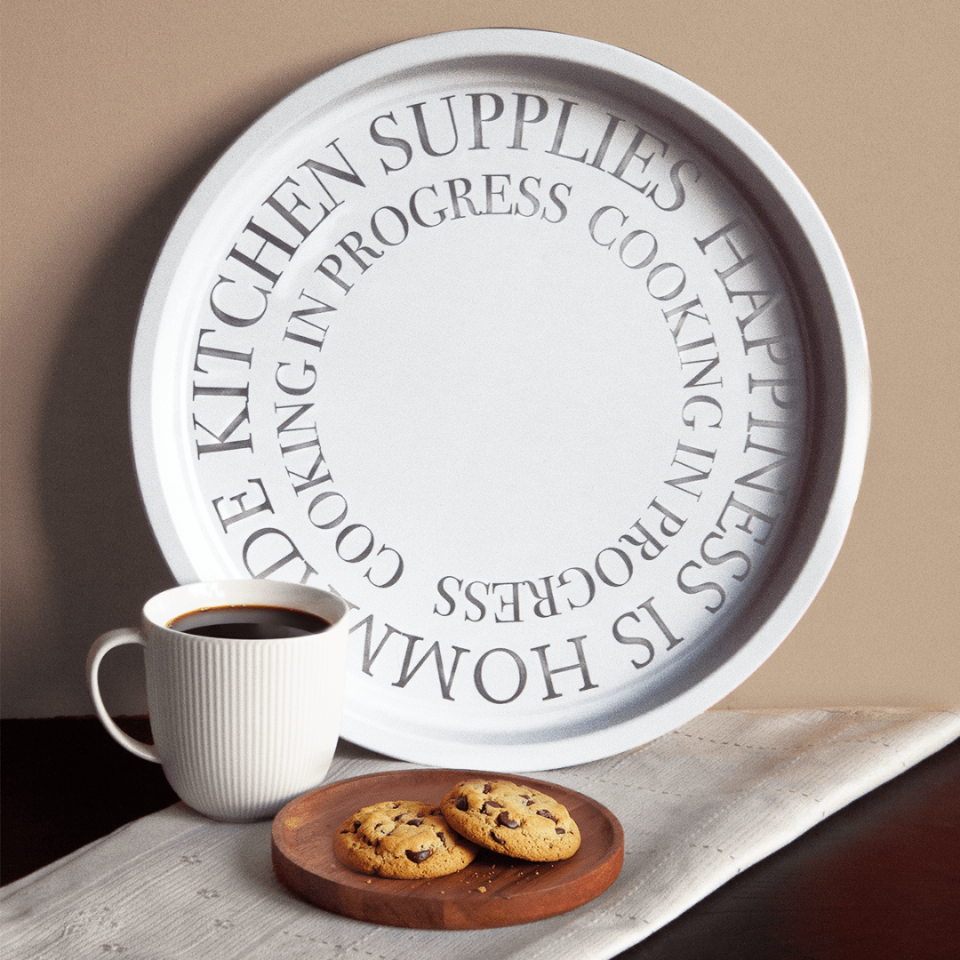 Sarkap Home Dekoratif Metal Tepsi Beyaz