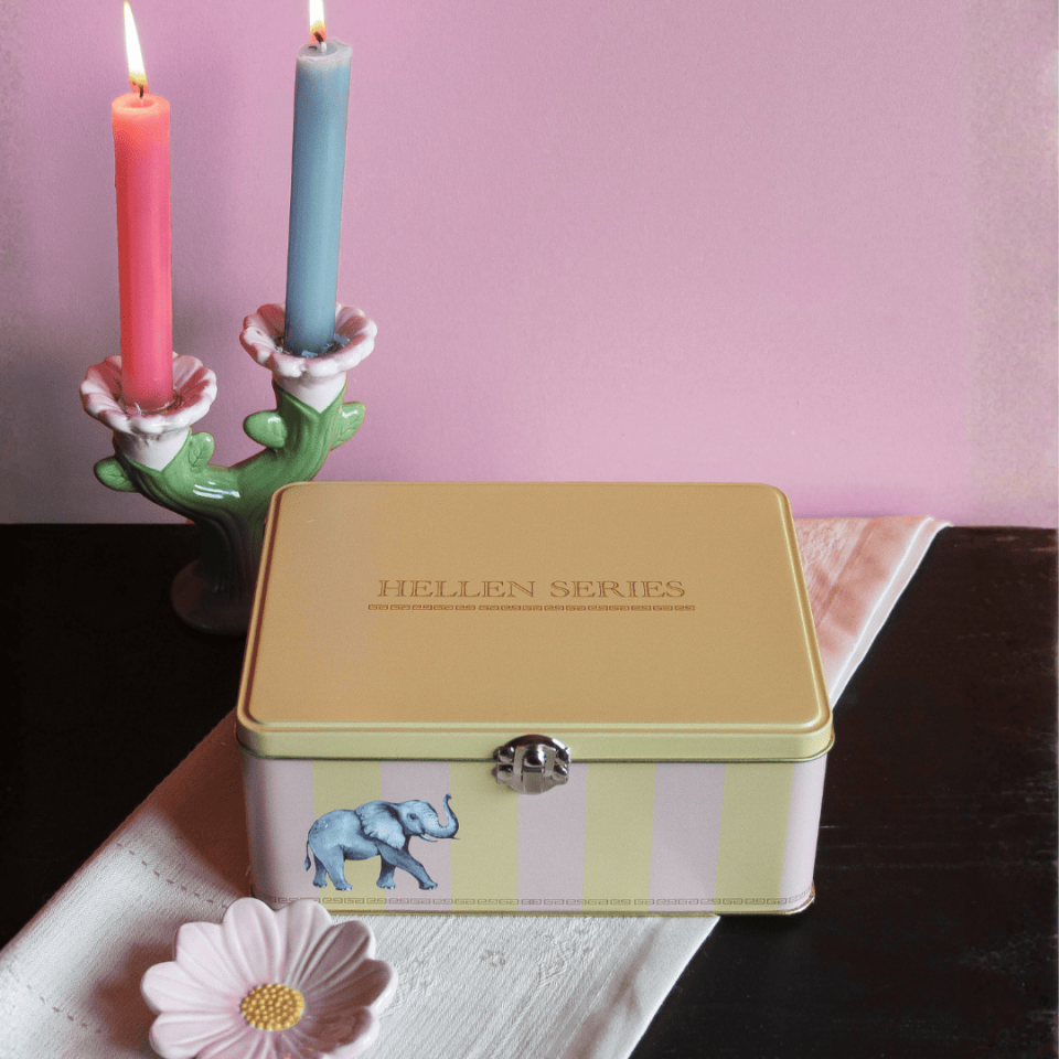 Sarkap Home 3,2 L Menteşeli, Kilitli Metal Saklama Kutu 217x165x90 mm SARI