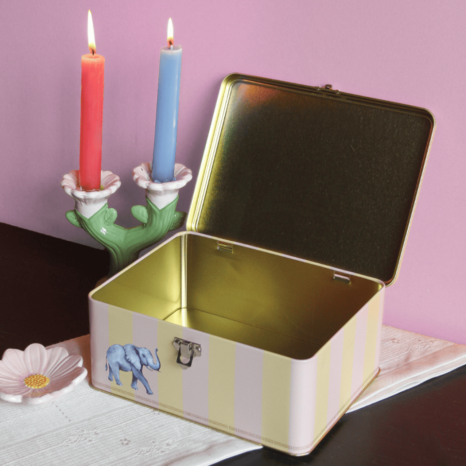 Sarkap Home 3,2 L Menteşeli, Kilitli Metal Saklama Kutu 217x165x90 mm SARI