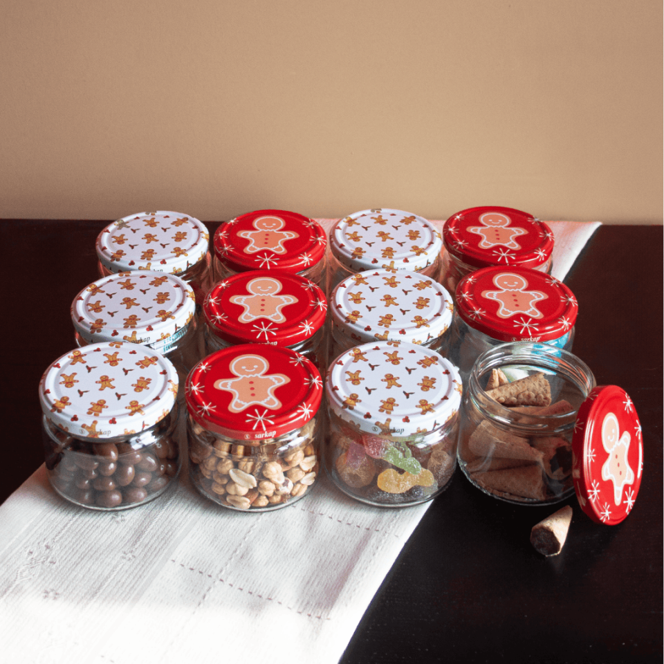 Sarkap Home 12'li 300 ml Kapaklı Kavanoz Seti GingerBread