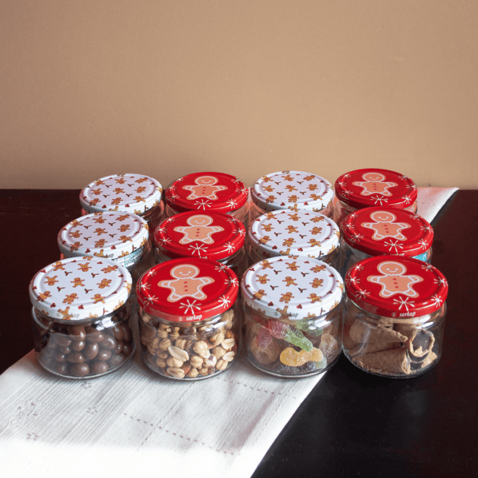 Sarkap Home 12'li 300 ml Kapaklı Kavanoz Seti GingerBread
