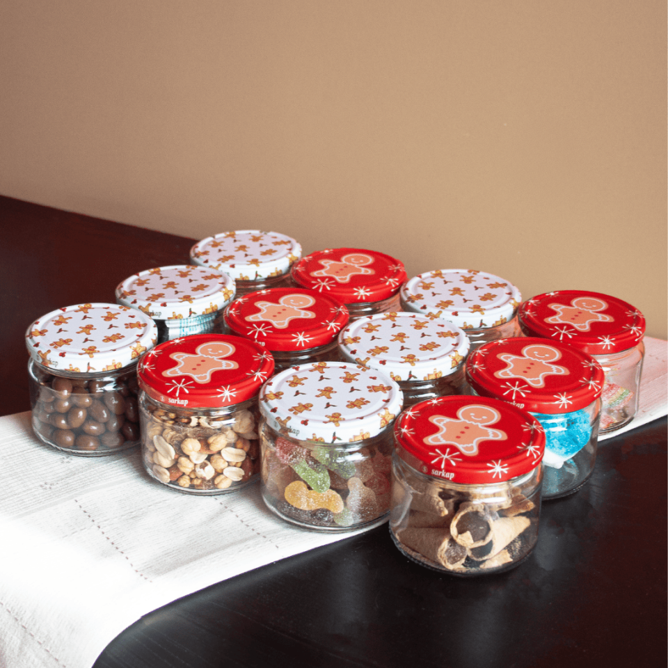 Sarkap Home 12'li 300 ml Kapaklı Kavanoz Seti GingerBread