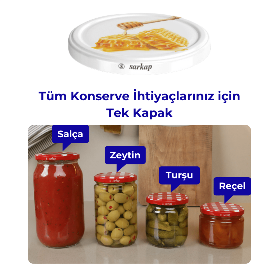 Hijyenik Paketli 10 Adet Kavanoz Kapağı Bal Desenler 82 mm Petek