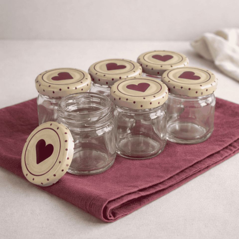 Sarkap Home 6'lı 40 ml Cam Kavanoz Seti Kalpli