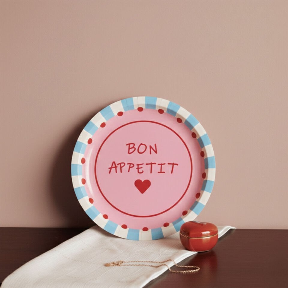 Sarkap Home Dekoratif Metal Tepsi BonApetitPembe