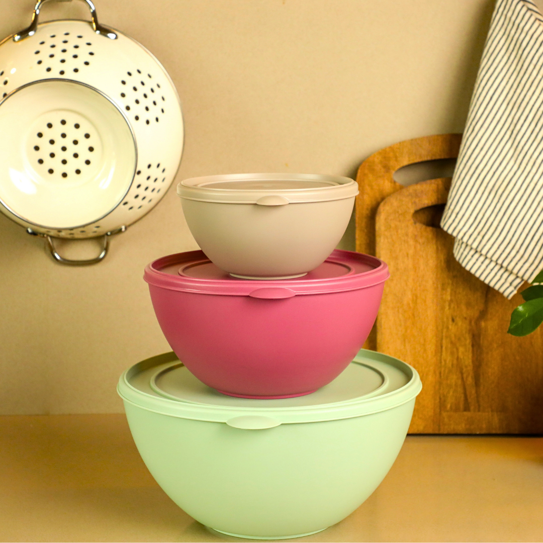 Sarkap Home 3 Boy Plastik Kapaklı Yuvarlak Saklama Kabı Seti