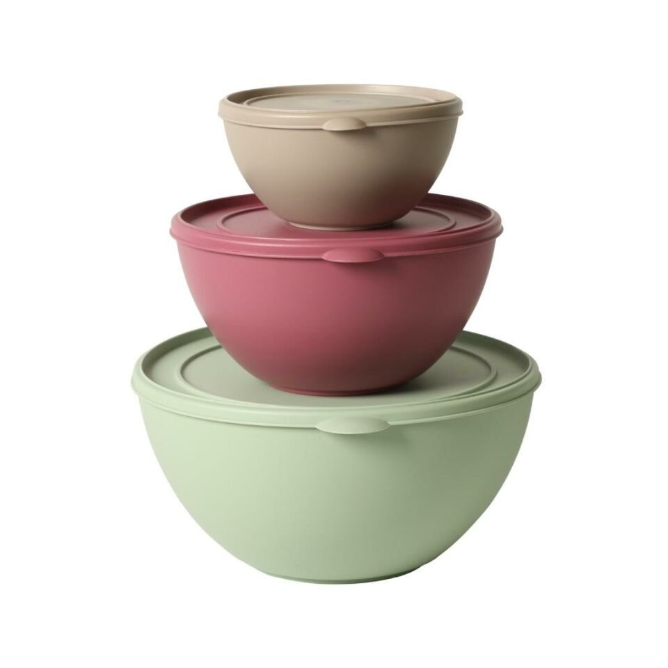 Sarkap Home 3 Boy Plastik Kapaklı Yuvarlak Saklama Kabı Seti