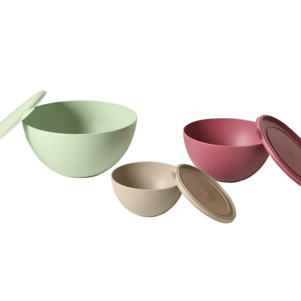 Sarkap Home 3 Boy Plastik Kapaklı Yuvarlak Saklama Kabı Seti