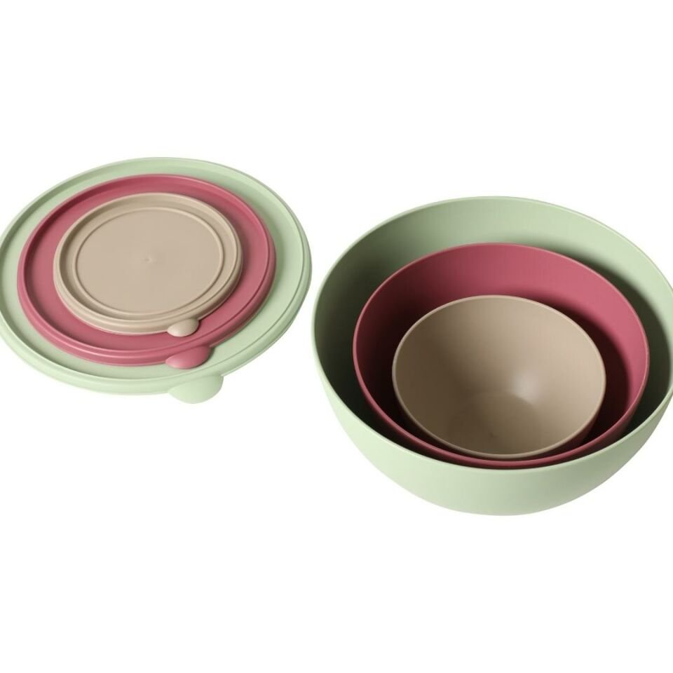 Sarkap Home 3 Boy Plastik Kapaklı Yuvarlak Saklama Kabı Seti