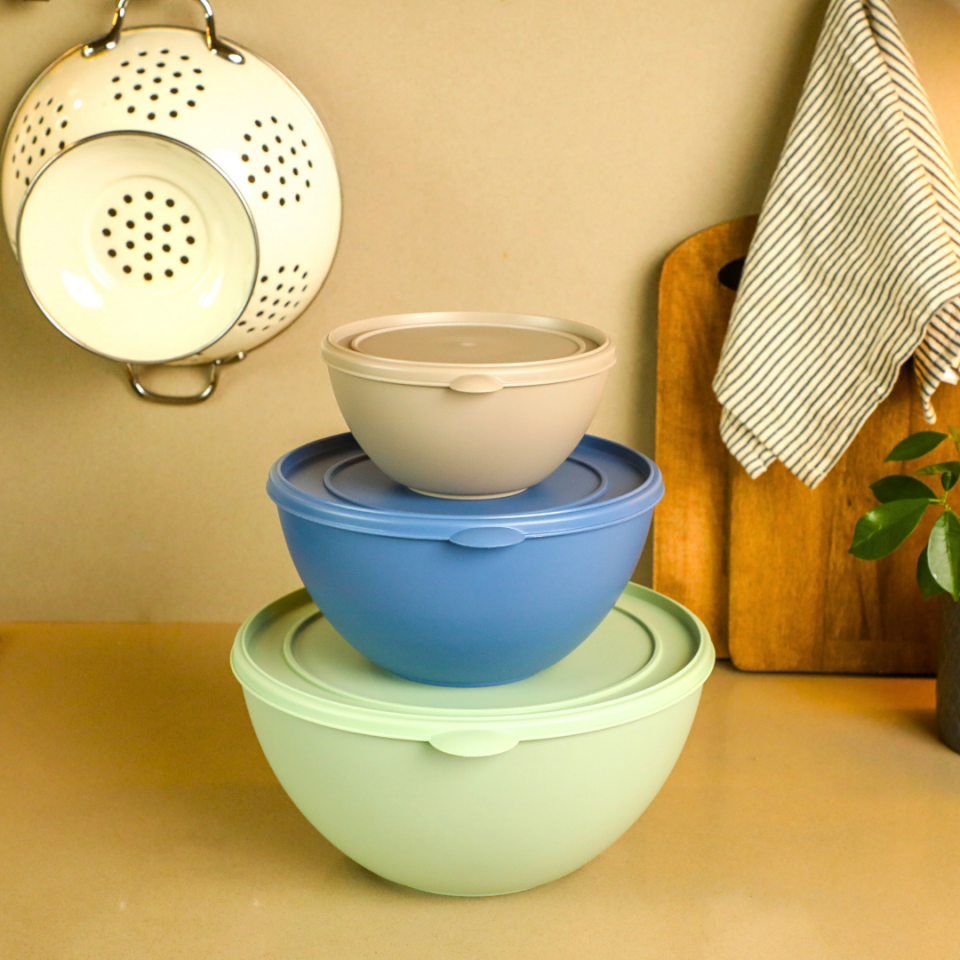 Sarkap Home 3 Boy Plastik Kapaklı Yuvarlak Saklama Kabı Seti