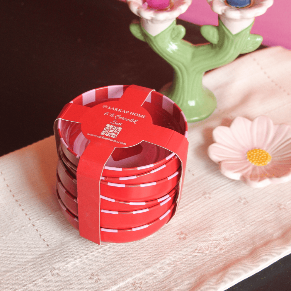 Sarkap Home 6'lı Çerezlik Seti KırmızıPembe