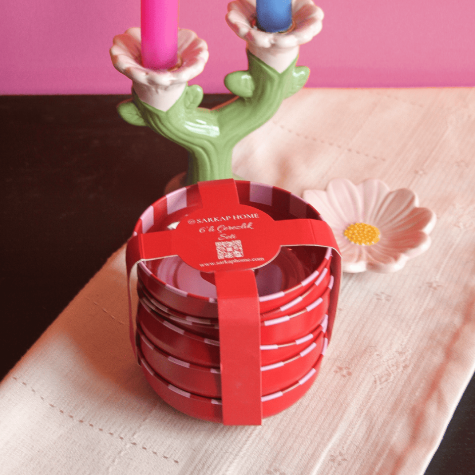 Sarkap Home 6'lı Çerezlik Seti KırmızıPembe