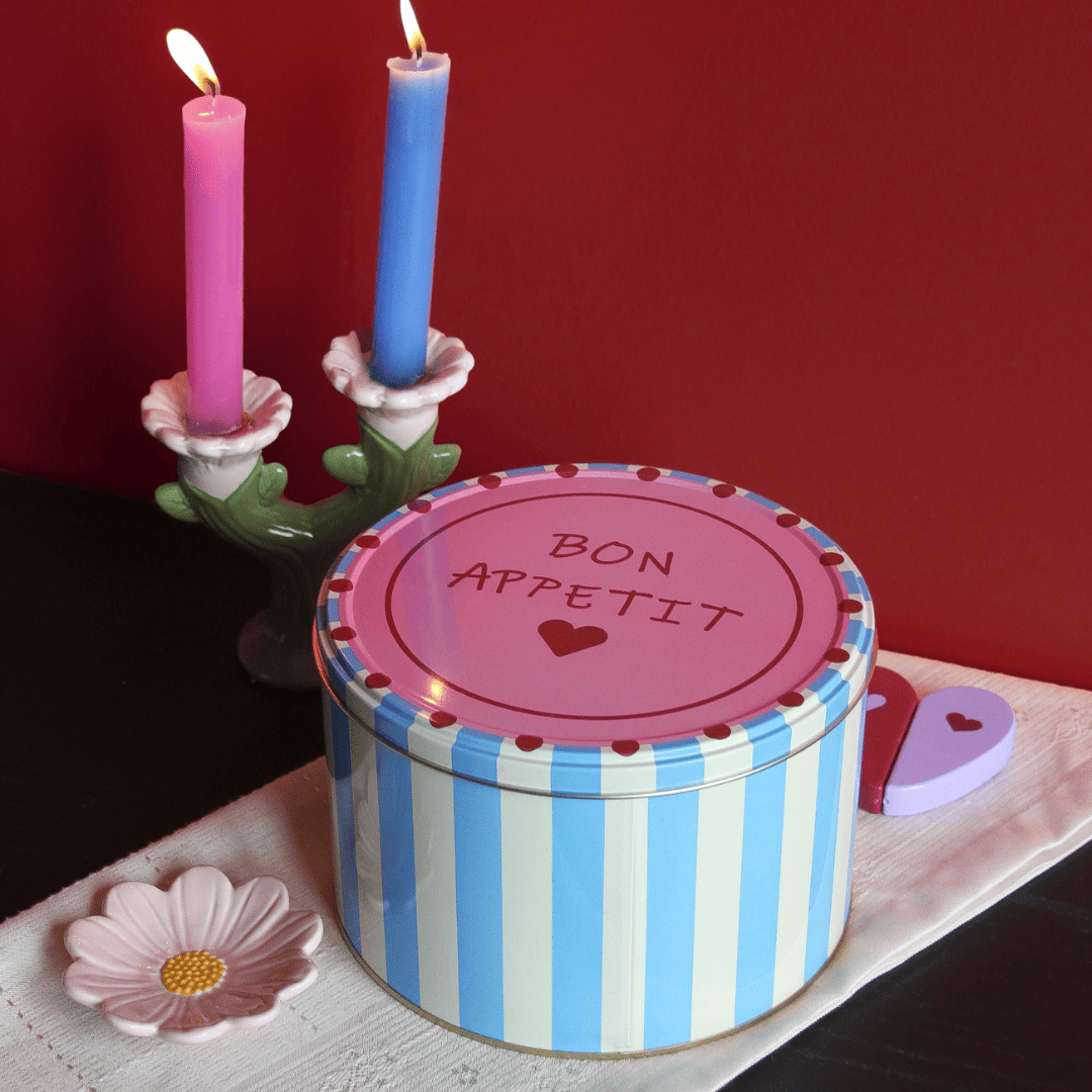 Sarkap Home Yuvarlak Dekoratif Metal Saklama Kutusu MaviPembe