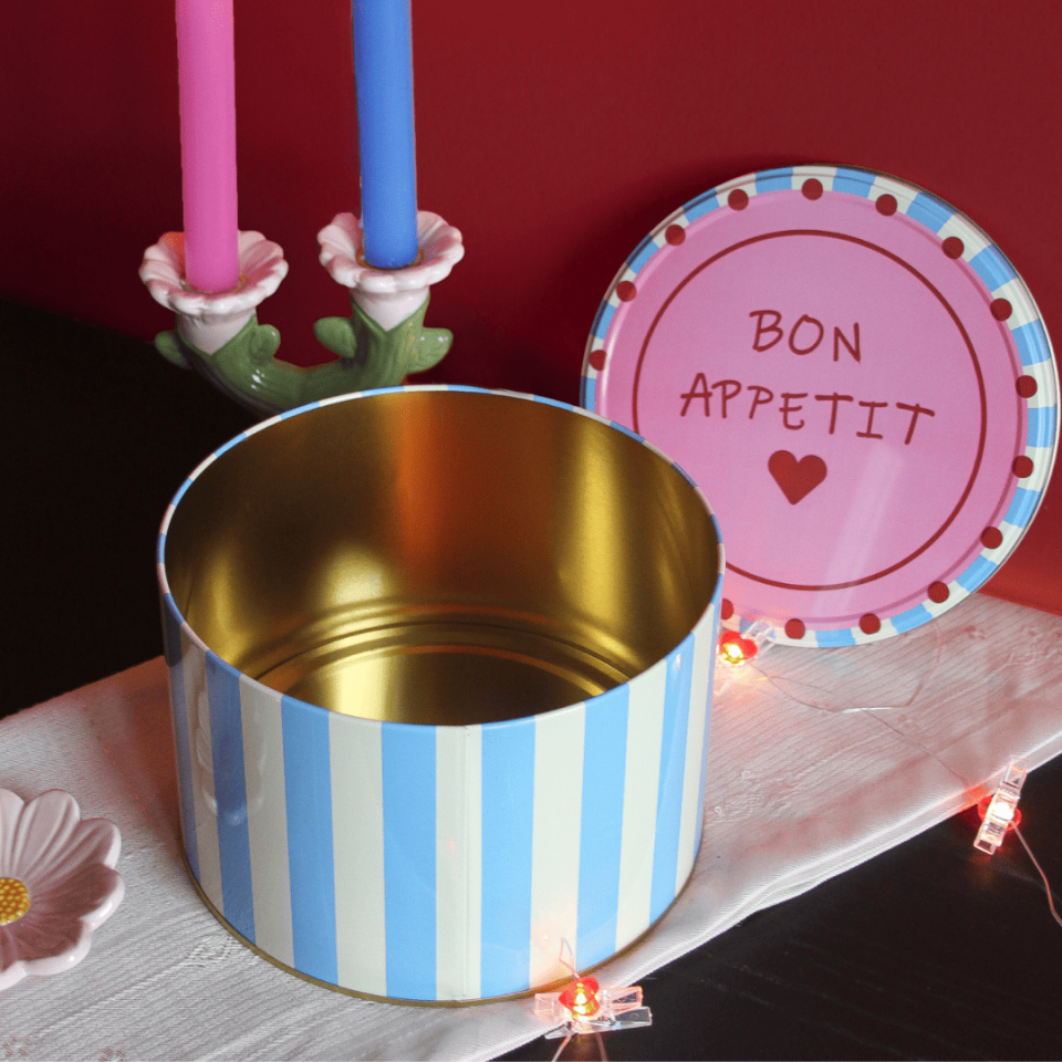 Sarkap Home Yuvarlak Dekoratif Metal Saklama Kutusu MaviPembe