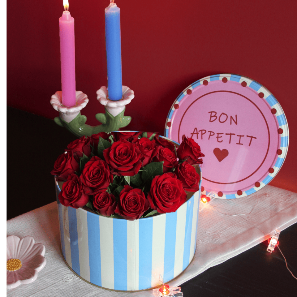 Sarkap Home Yuvarlak Dekoratif Metal Saklama Kutusu MaviPembe