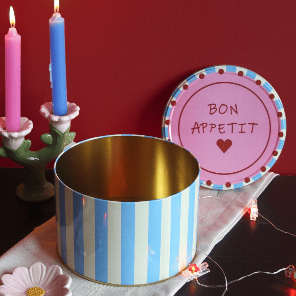 Sarkap Home Yuvarlak Dekoratif Metal Saklama Kutusu MaviPembe