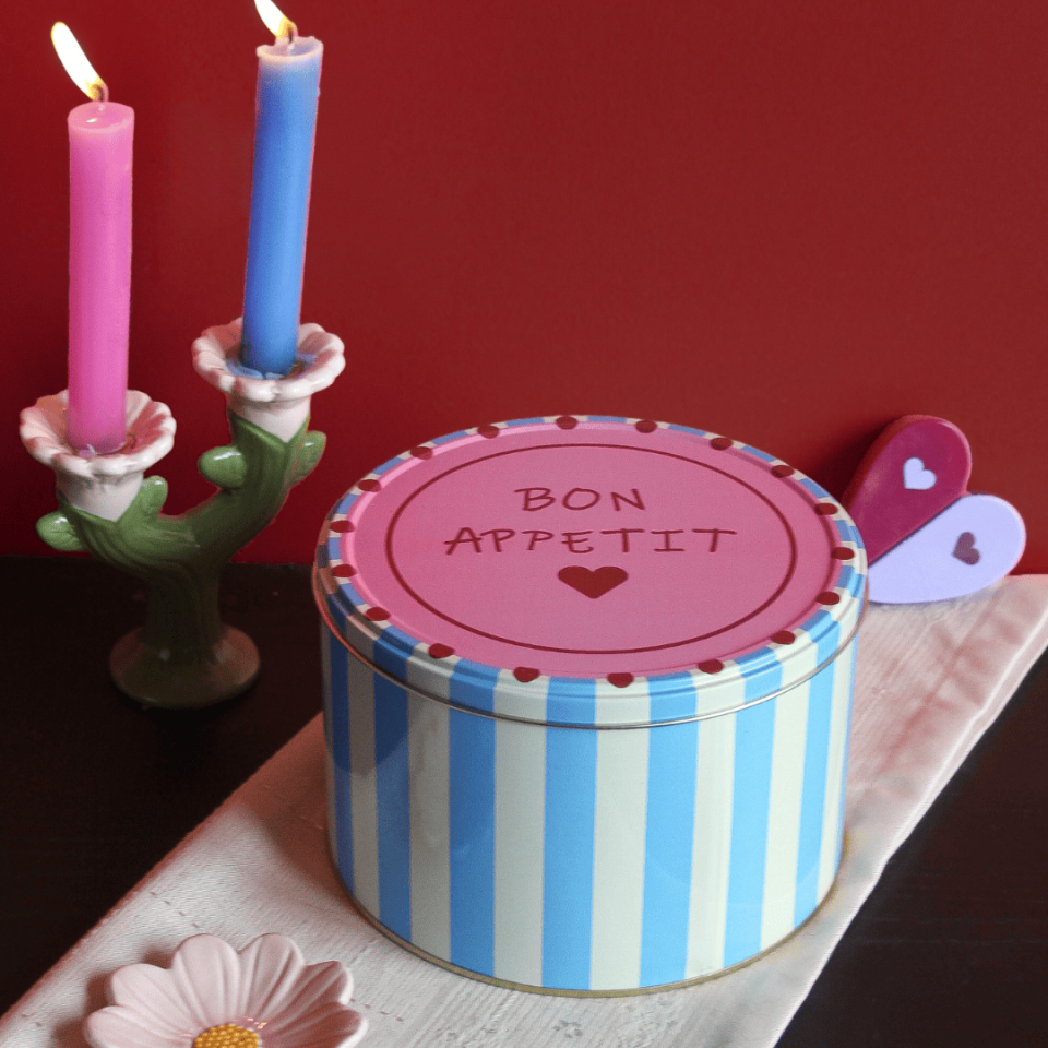 Sarkap Home Yuvarlak Dekoratif Metal Saklama Kutusu MaviPembe