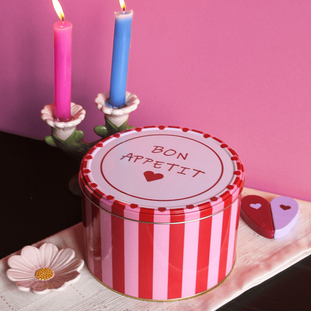 Sarkap Home Yuvarlak Dekoratif Metal Saklama Kutusu KırmızıPembe